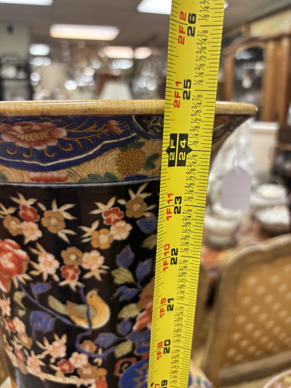 Early 20th Century Chinese Vase with Birds and Roses 12 3/8 Inches Tall