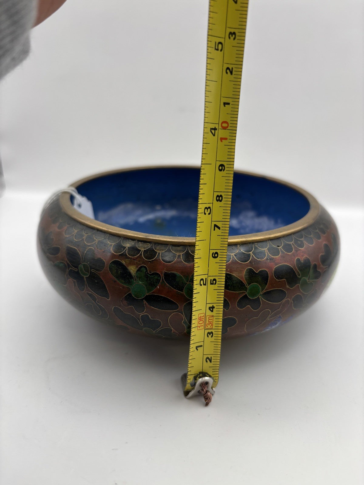 Antique Chinese Cloisonné Bowl 6-inch Hand Painted with Flowers