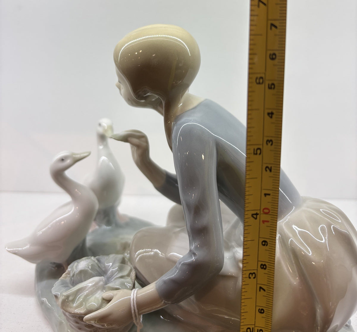 Lladró Porcelain Figurine Hand Made In Spain Girl with Ducks Vintage Signed 7"