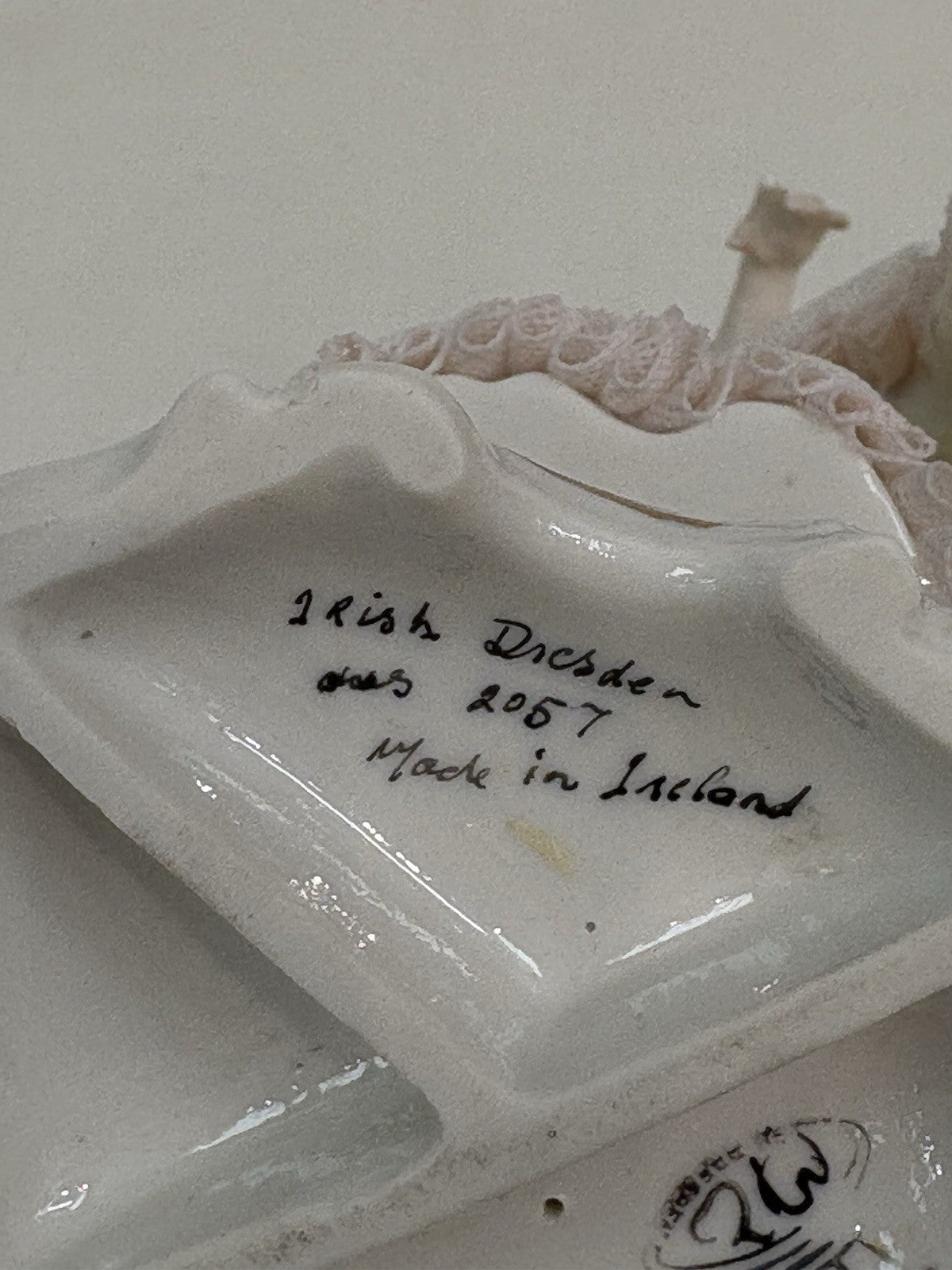 Minuet vintage Müller-Volkstedt Irish Dresden lace porcelain figurine 6.4”