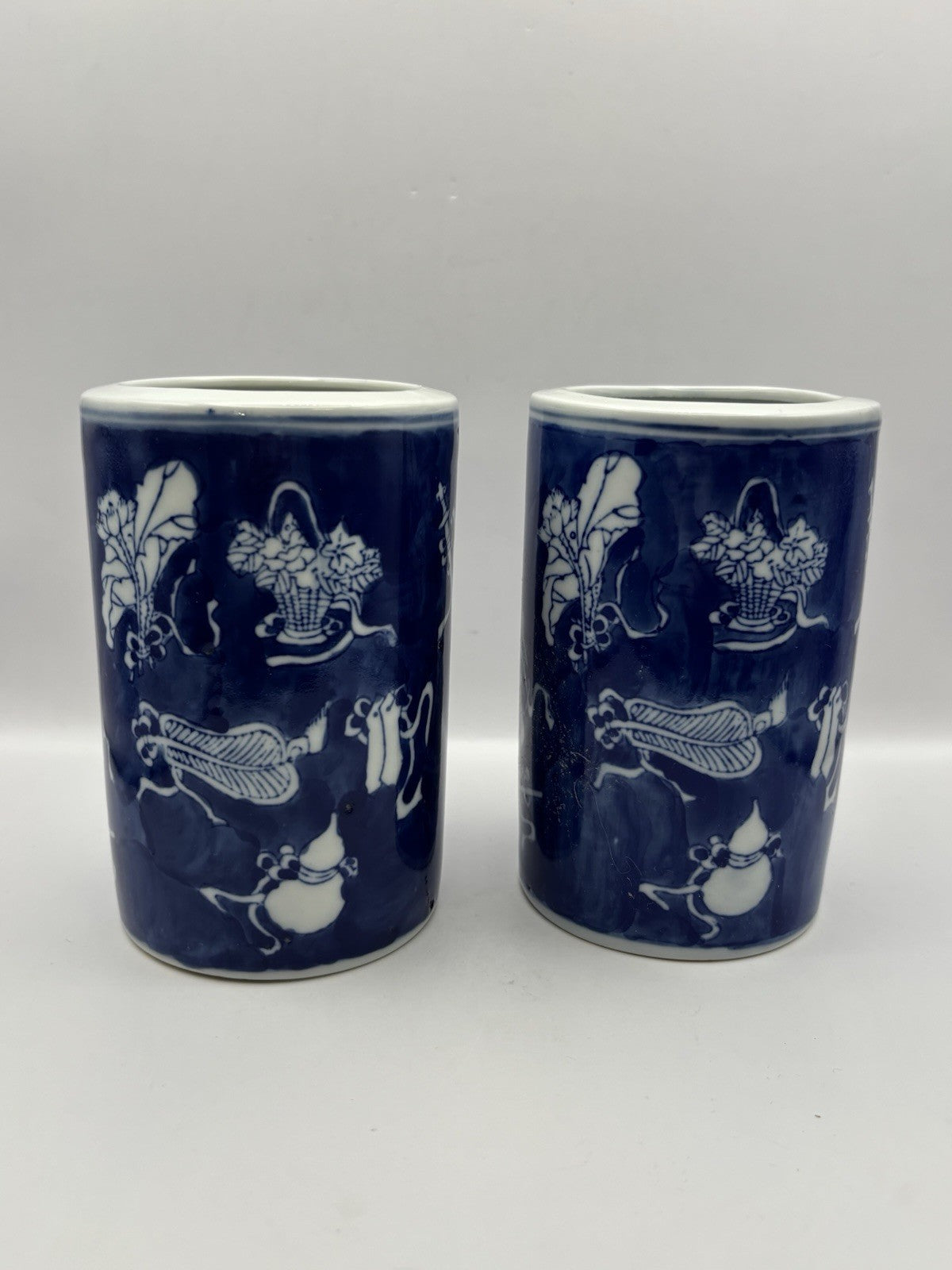 Pair of Blue and White Porcelain bitong  Hand Painted Made In China
