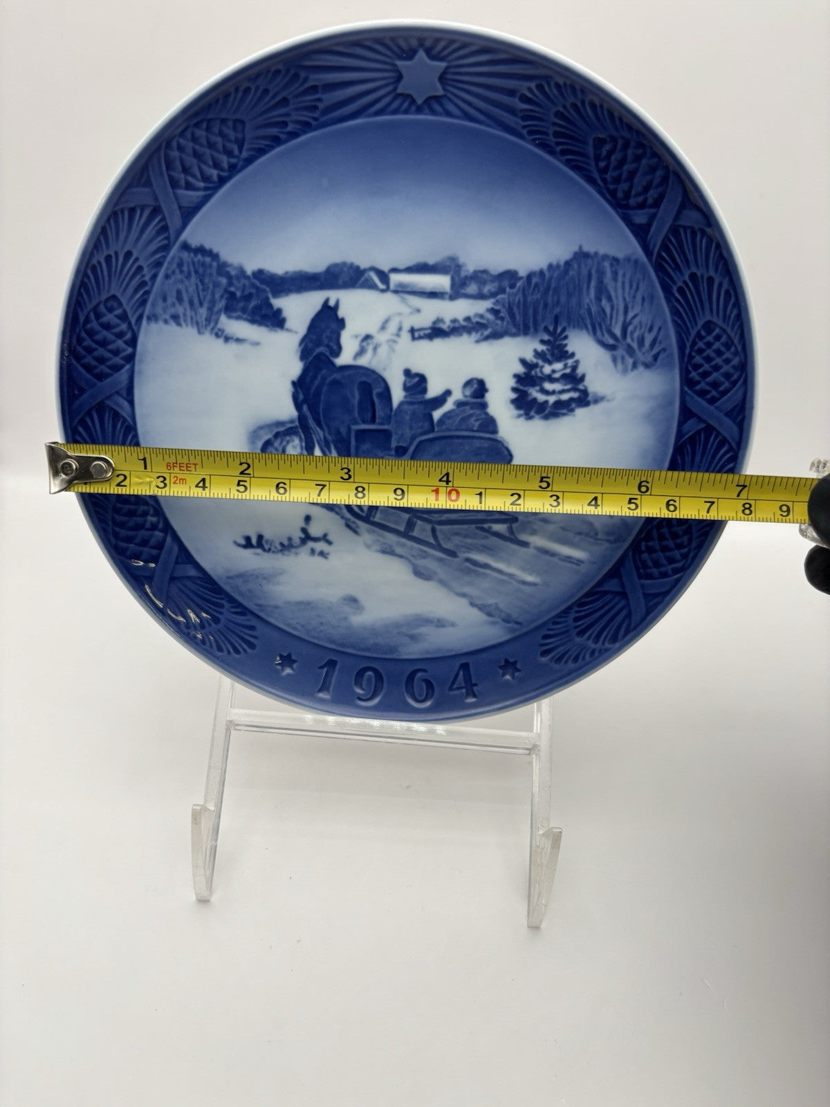 1968 Royal Copenhagen plate The Last Umiak" blue and white Greenlandic boat.