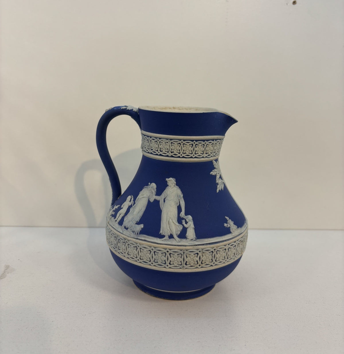 Wedgwood & Co LTD Antique Cobalt Blue Jasperware Pitcher