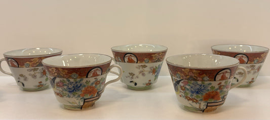 Antique Japanese Set of 4 plates with 8 tea sets Porcelain Hand Painted