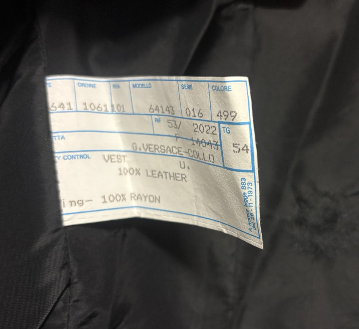 Gianni Versace Black Leather Vest. Vintage. Size Not Label.