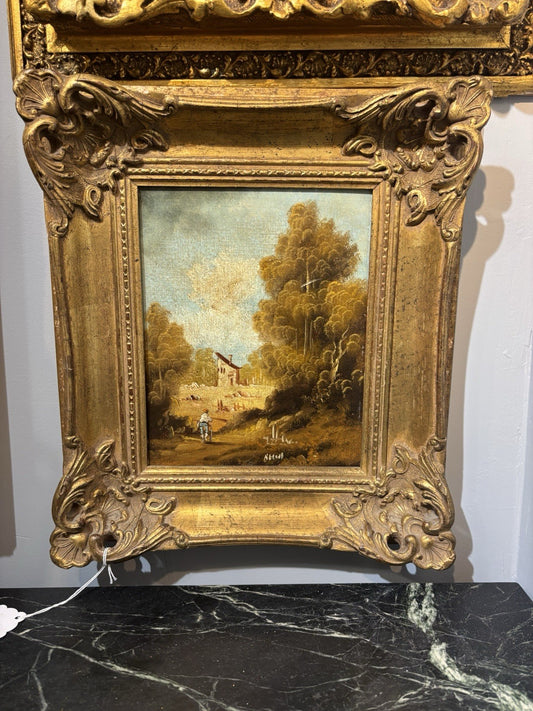 18th century oil painting. English Romantic Landscape Theme On Canvas Signed
