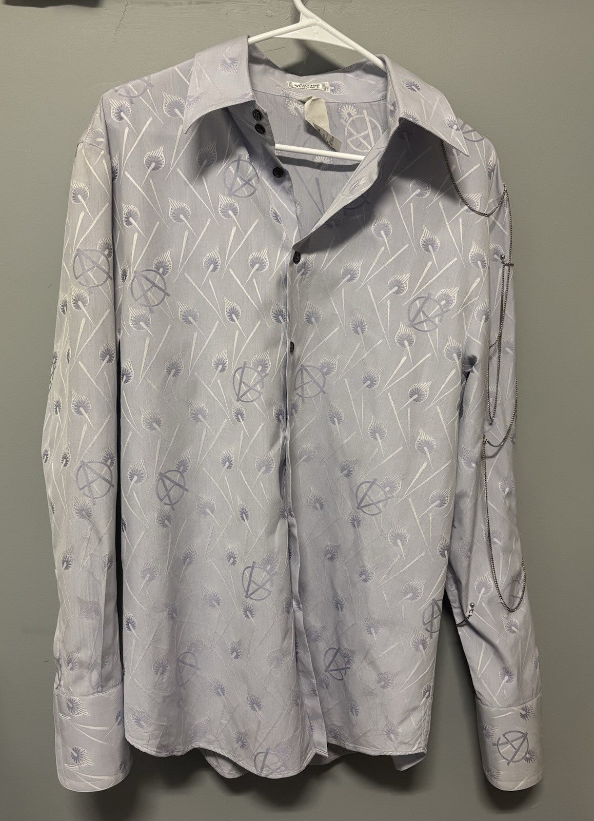 Versace light purple Men Shirt with Chains On The Side Size 50 Vintage