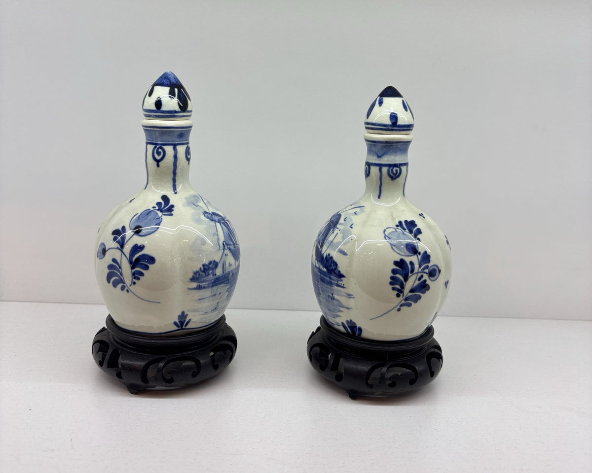 Pair of antiques small vases P hoppe hand painted With Stand Made In China