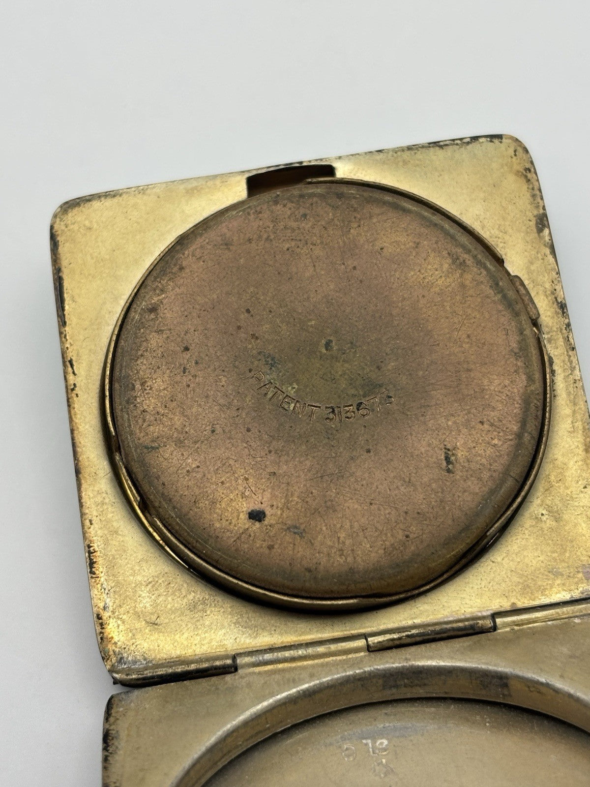 Vintage English 1931 Silver Guilloche Enamel Compact with Mirror