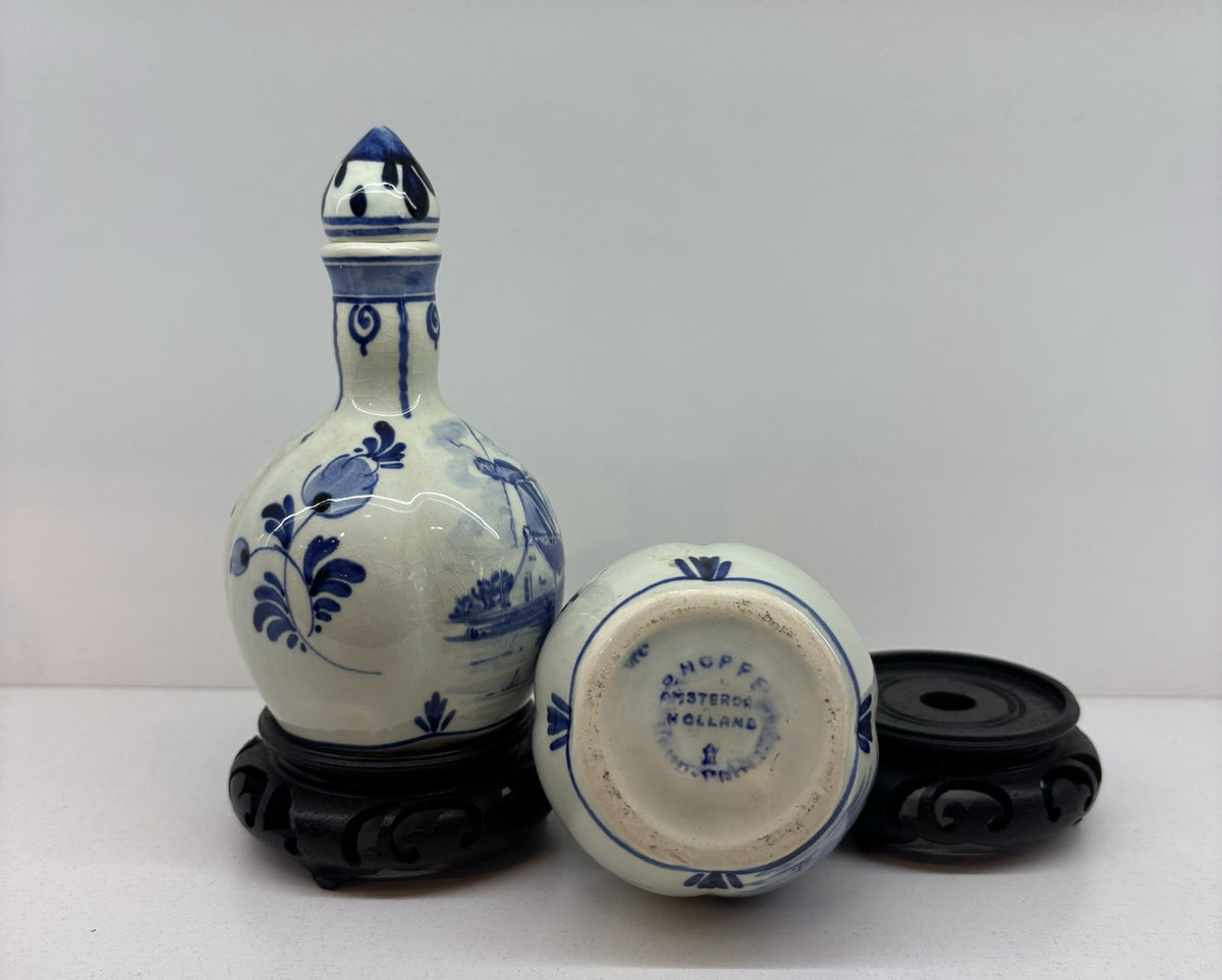 Pair of antiques small vases P hoppe hand painted With Stand Made In China