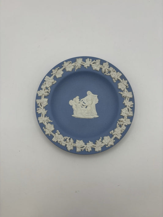 Wedgwood Blue Jasperware Trinket Dish 4.25" Vintage, Made in England