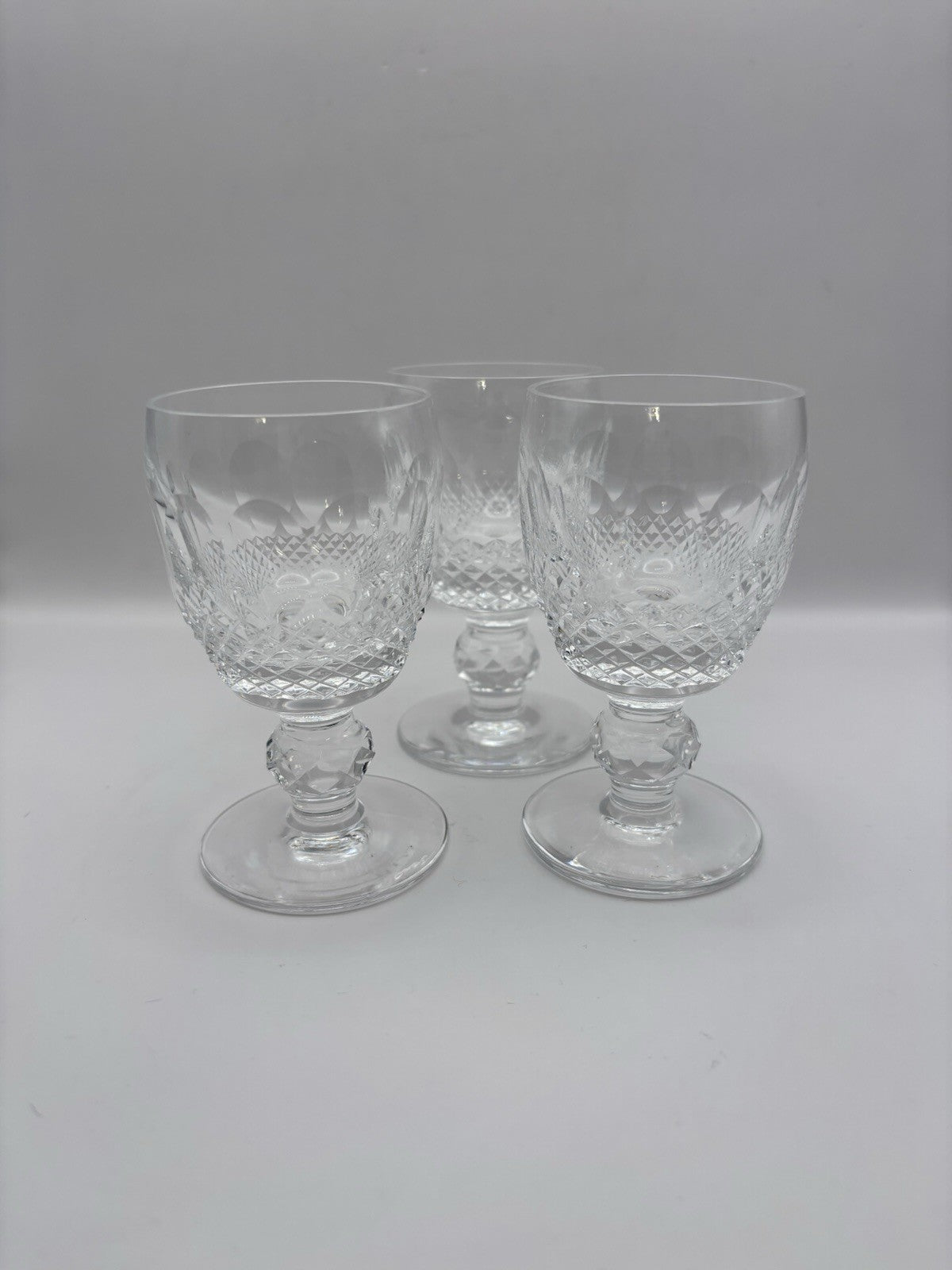 Crystal Colleen by Waterford Short Stem Diamond- Cut Patter Glasses Set of 3
