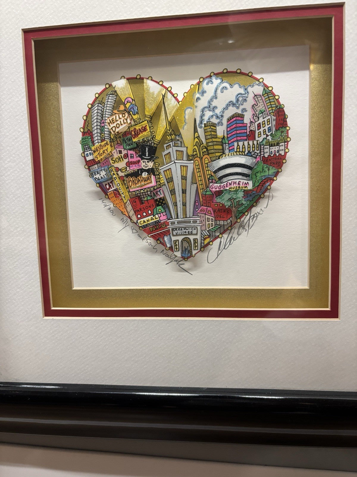 Charles Fazzino 3-D Collage Titled My Heart and Soul New York 3D Pop Art 140/300