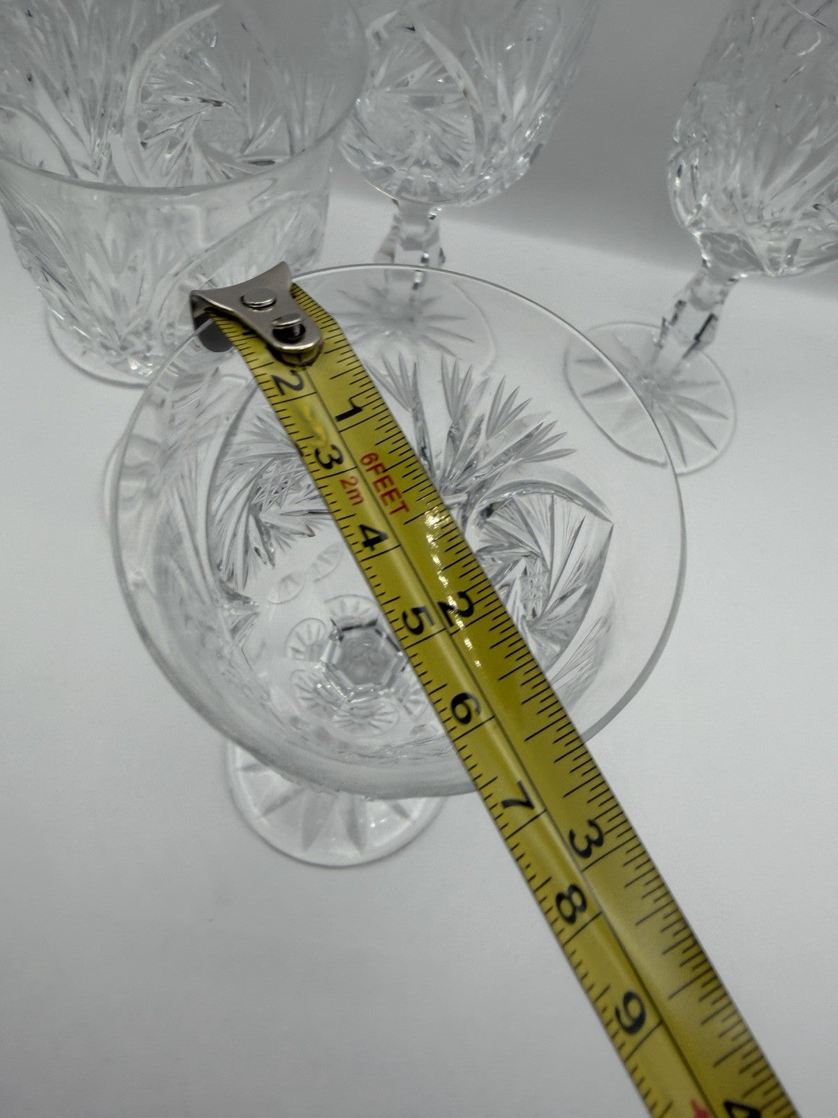 American Cut Crystal Eleanor Pattern Wine Glass. Set of 5 Excellent Condition