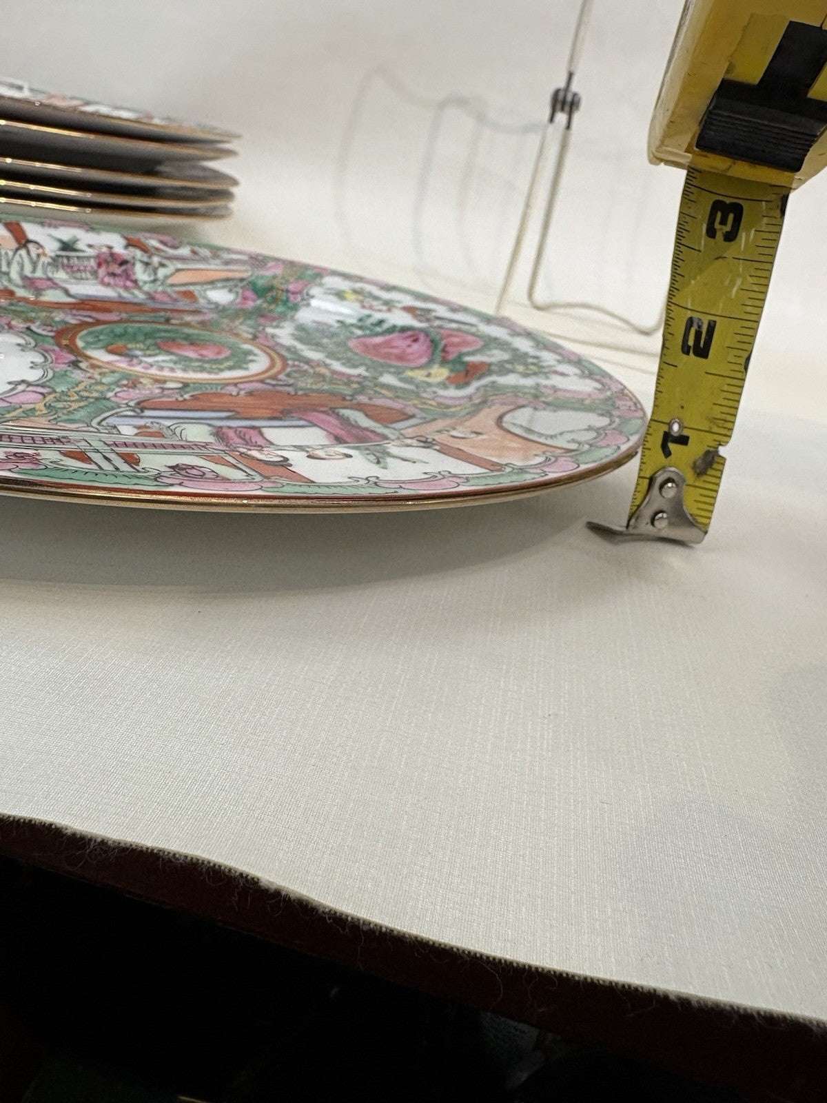 Rose Medallion Chinese Famille Dinner Plate 10 Inch Round Set of 6 Vintage