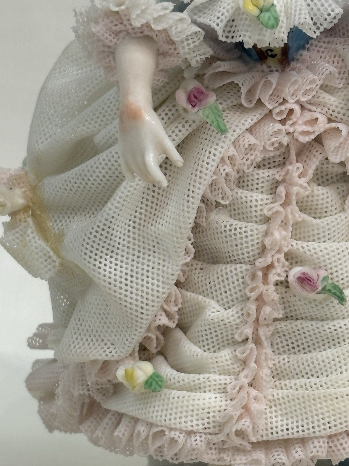 Minuet vintage Müller-Volkstedt Irish Dresden lace porcelain figurine 6.4”