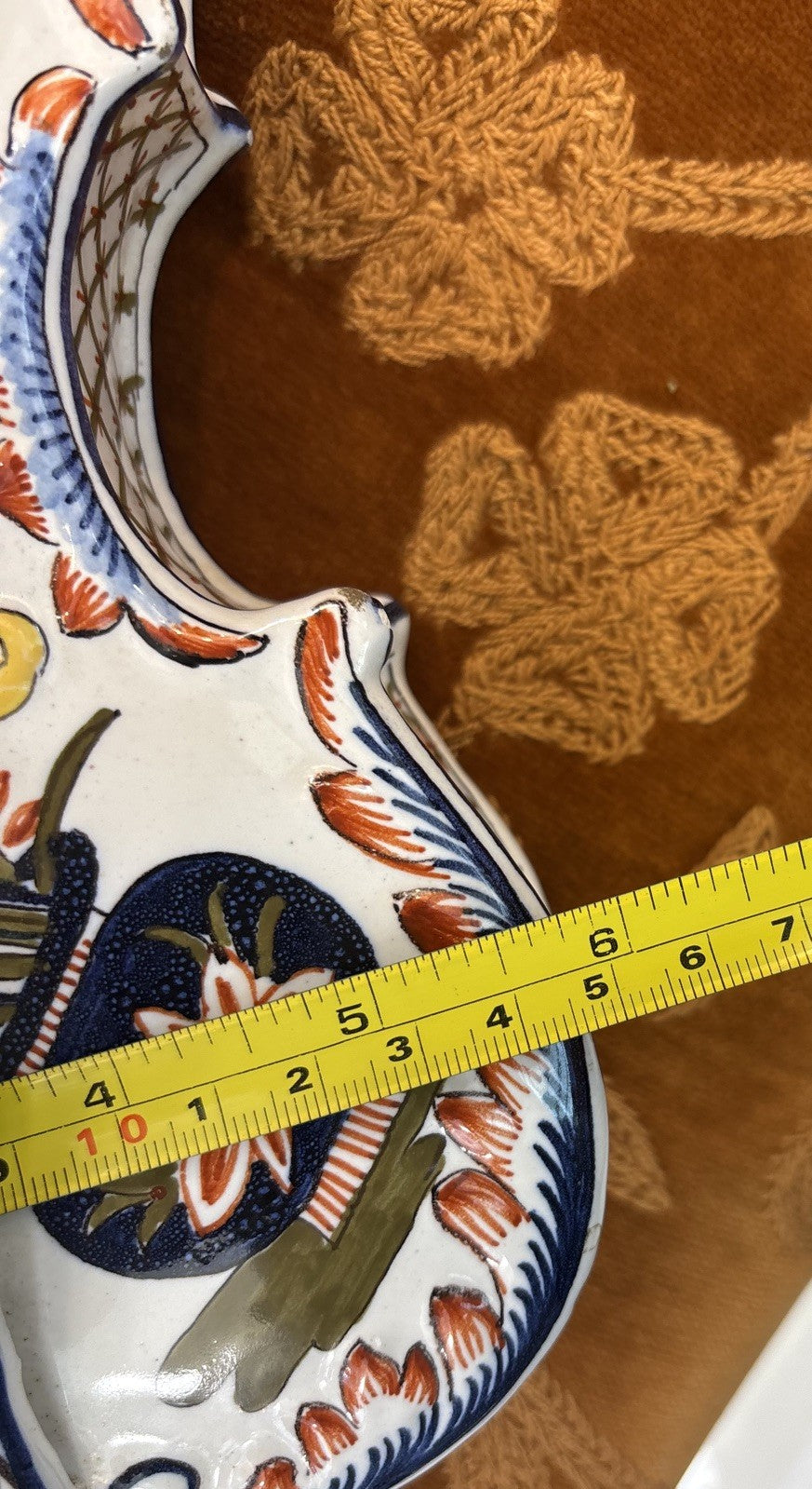 19th Century French Hand-painted Faience Miniature Violín.