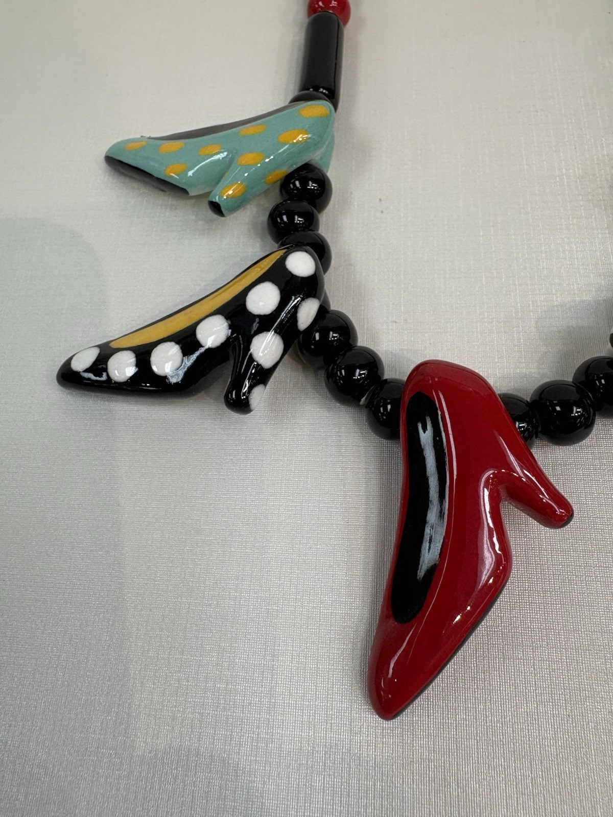 Flying Colors High Heel Shoes Necklace- Hand Painted Ceramic
