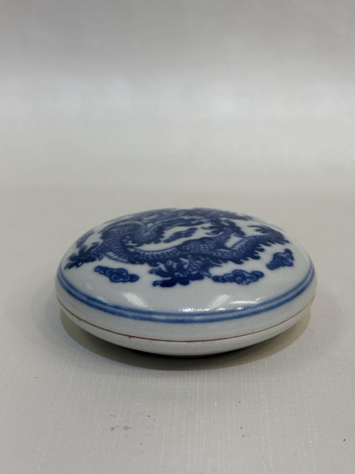 Chinese Blue And White Seal Paste Box 20th Century