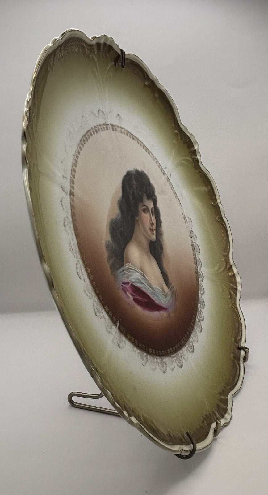 Antique 1900 Elbogen China Austria Porcelain Signed Plate 12”