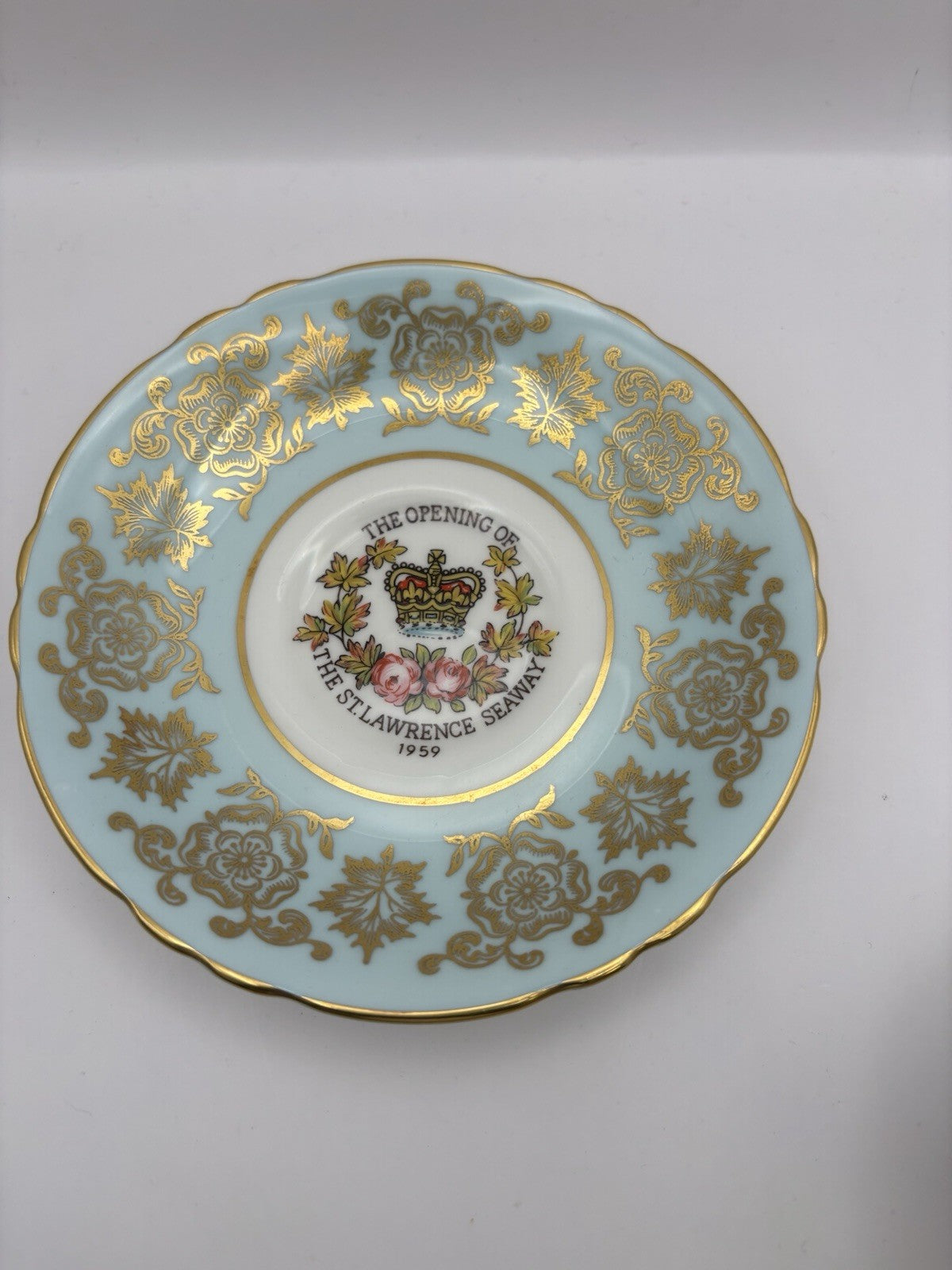 Vintage Paragon teacup and saucer set commemorating the 1959 St. Lawrence Seaway