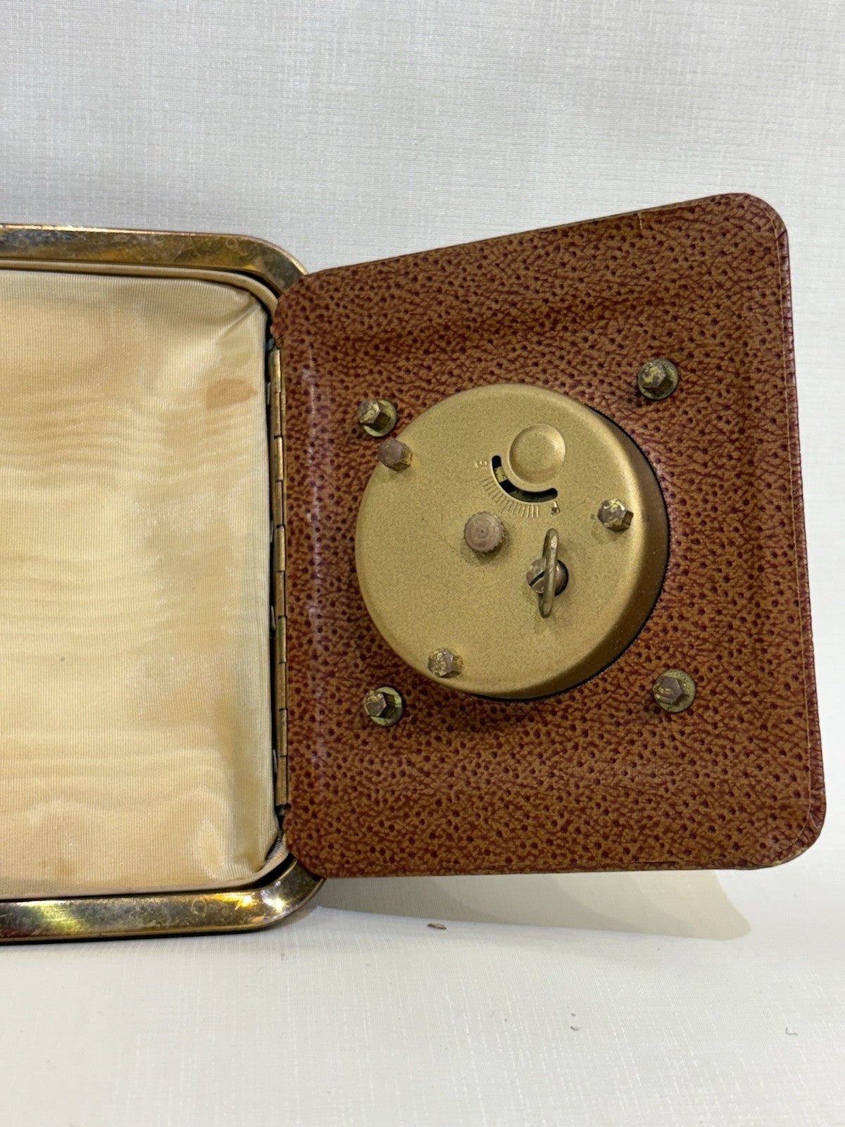 Phinney Walker Travel Alarm Clock 1950s/1960s Germany Rhinestone Edge Functional