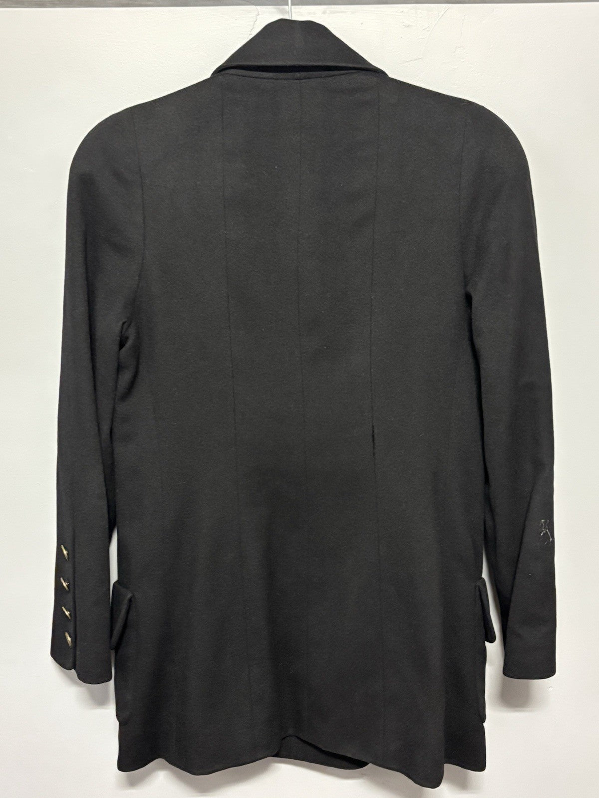 Vintage Chanel Boutique Black Wool Blazer Double-Breasted gold-tone CC buttons