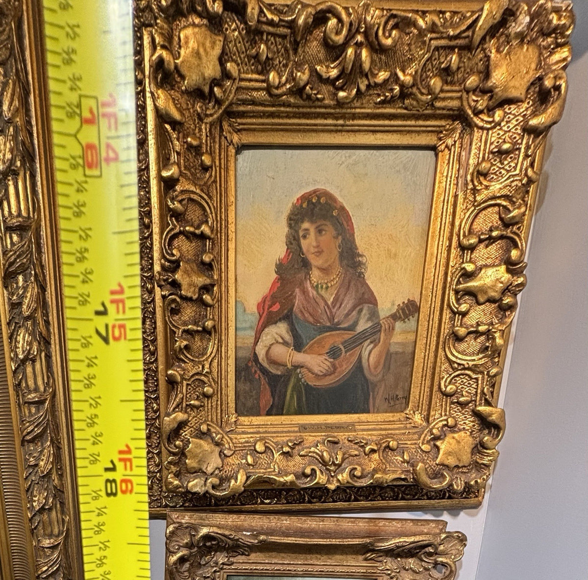 19th Century Oil Painting Lady Gypsy Signed by W.H Perry. Framed