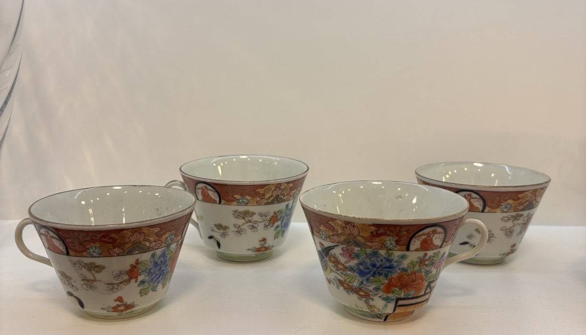 Antique Japanese Set of 4 plates with 8 tea sets Porcelain Hand Painted