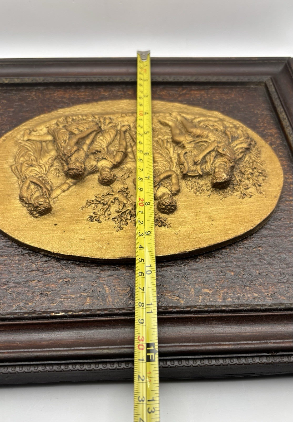 Antique Neoclassical Style Oval Plaque Wall Hanging 19th Century Wood Art