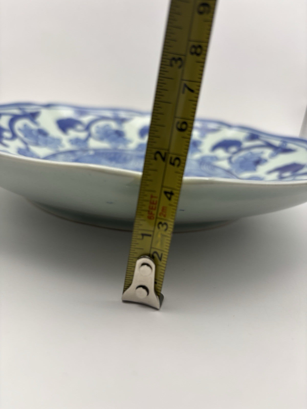 Vintage Chinese Blue and White Koi Fish Plate - 1950s De Chang Tao Ci