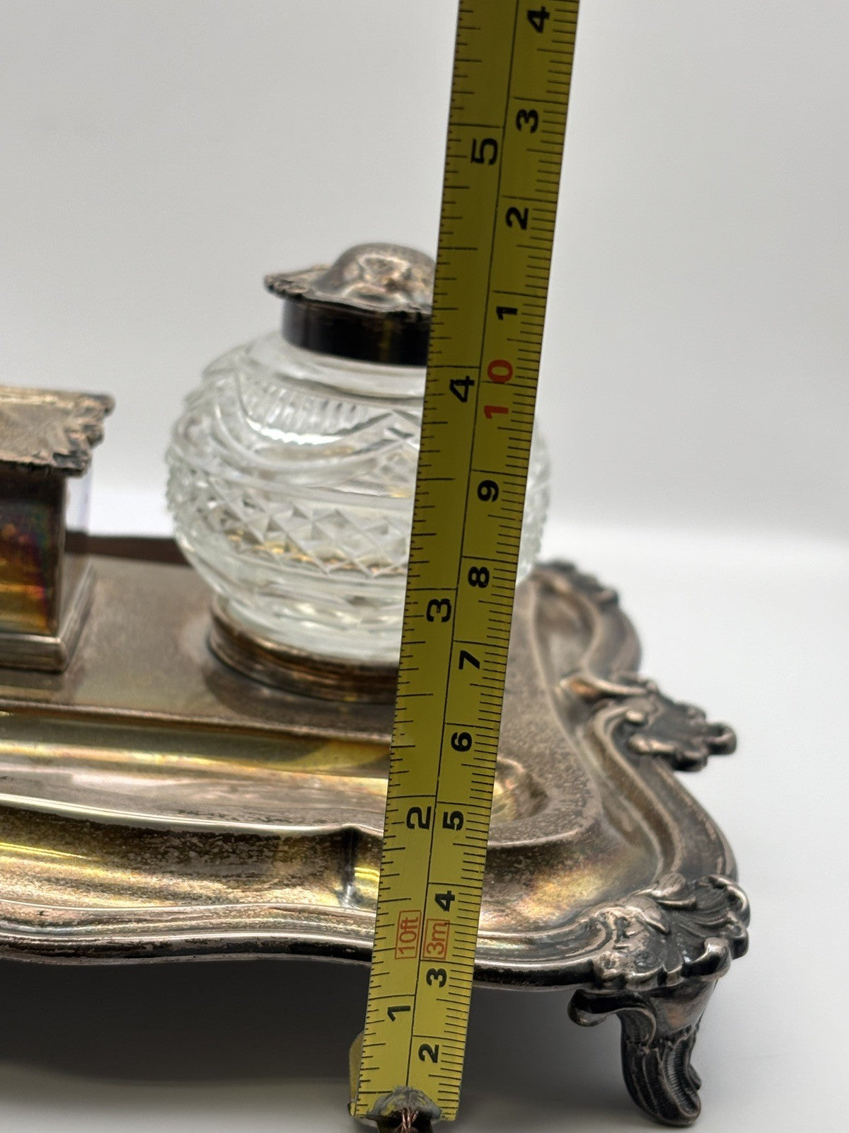Victorian Era English Silver Plated Hallmark Inkwell 19th C