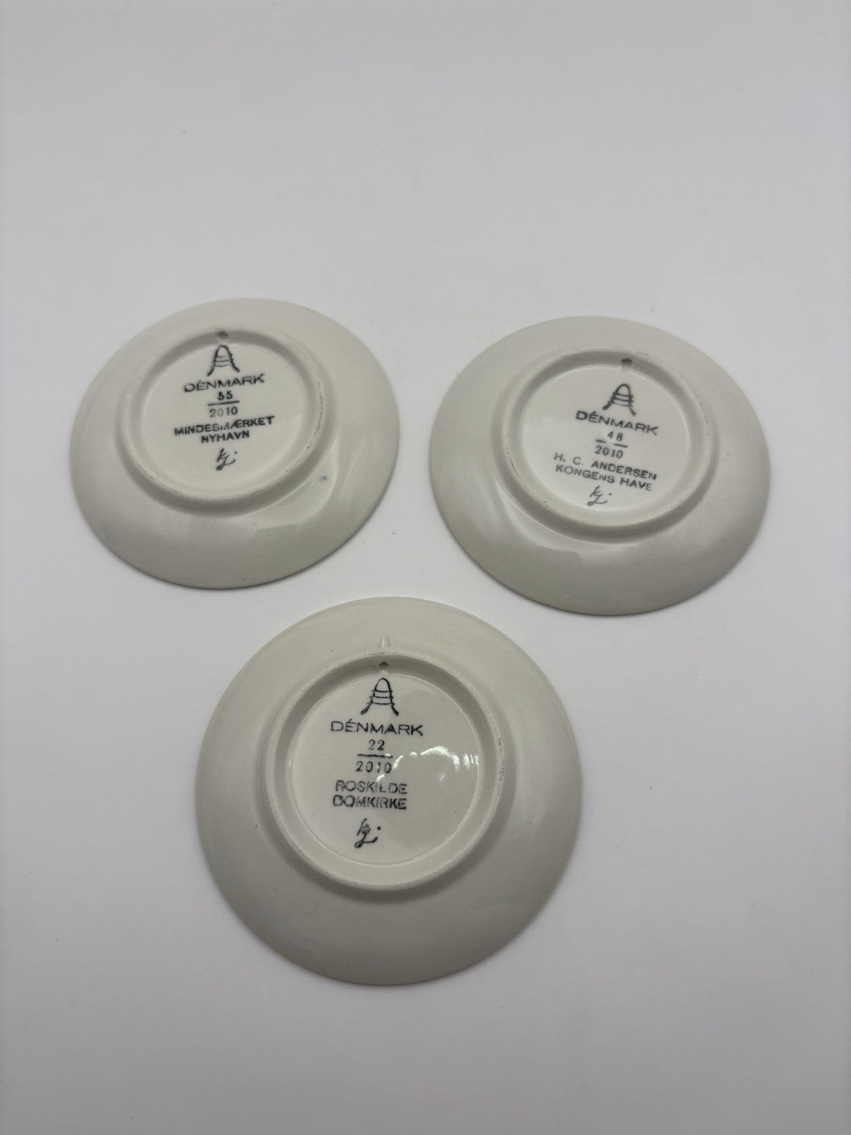 Vintage Royal Copenhagen Porcelain Miniature Plate Set of 3 Made In Denmark B/W