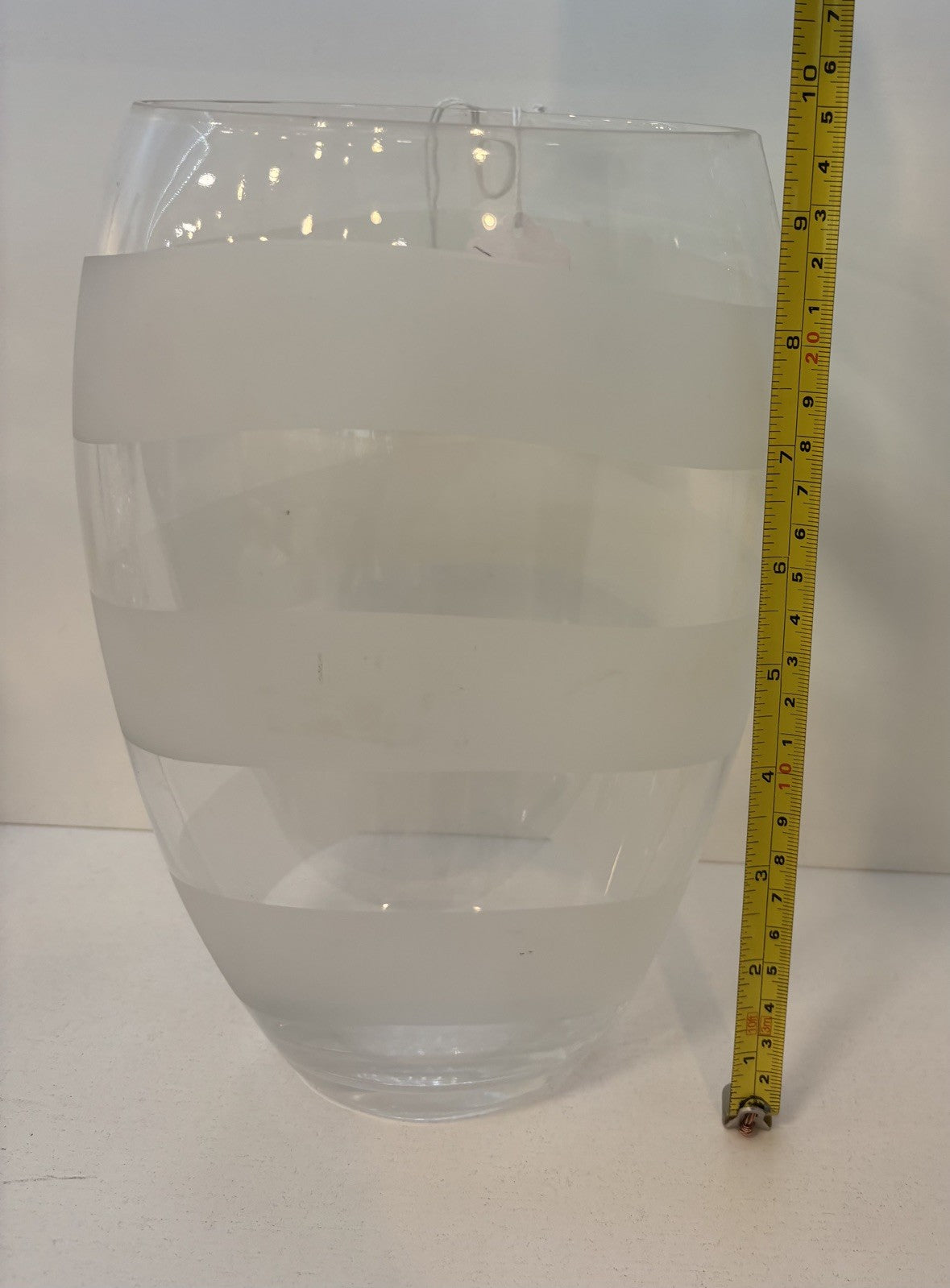 Vintage Frosted And Clear Glass Vase