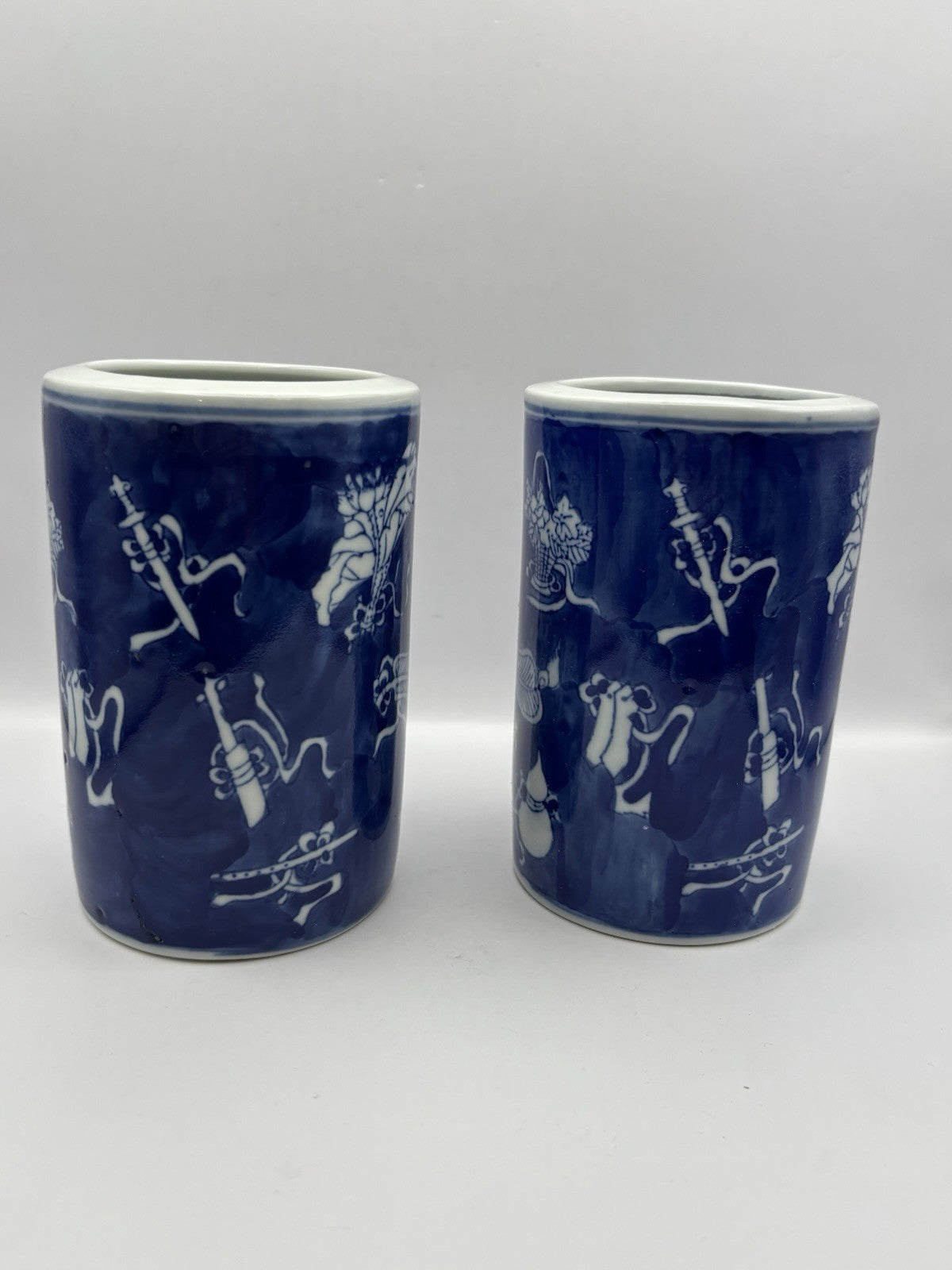 Pair of Blue and White Porcelain bitong  Hand Painted Made In China