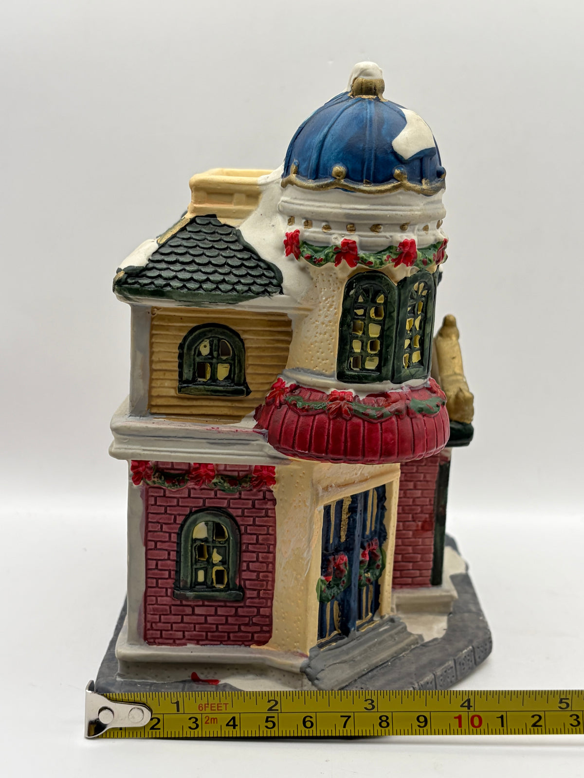 Hand Painted Ceramic Christmas Village Toy Shop House "Tandy's Dandy Toys" 8in