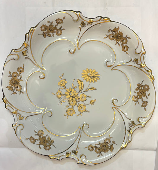Vintage JLMENAU Graf Von HENNEBERG Germany Heavy Gold FLORAL 11 3/4d Platter