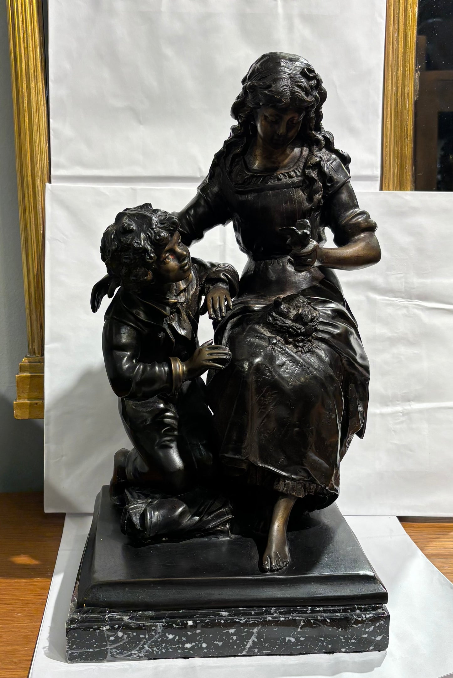 Moreau bronze statue Mother & Child