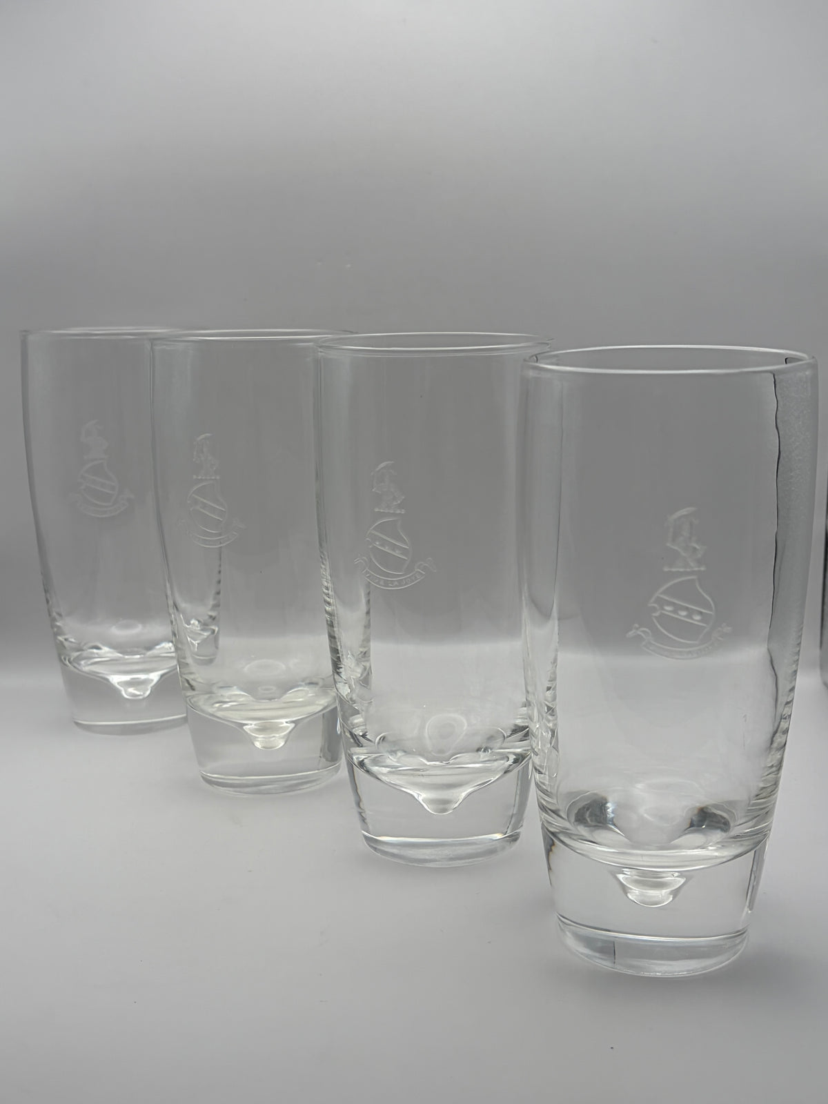 Steuben Set of 4 Clear Etched Sailing Ship Highball Drinking Glasses 6 in