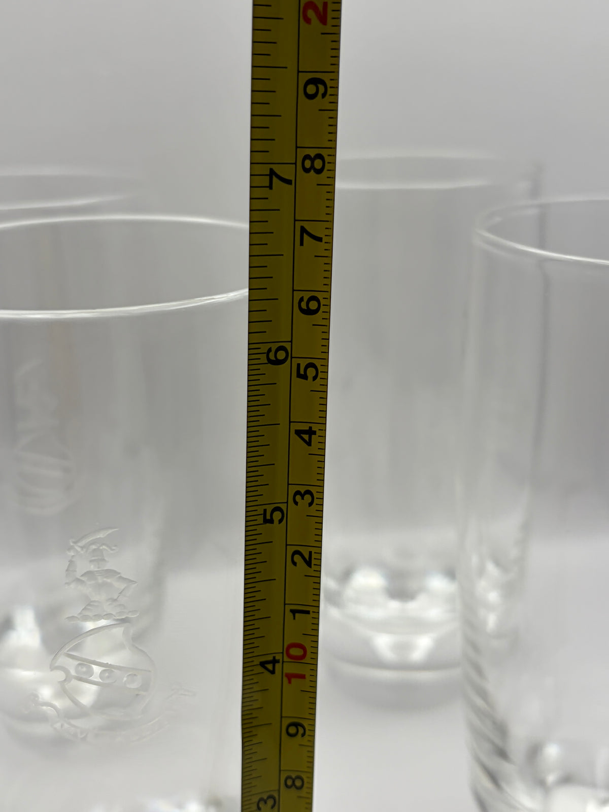 Steuben Set of 4 Clear Etched Sailing Ship Highball Drinking Glasses 6 in