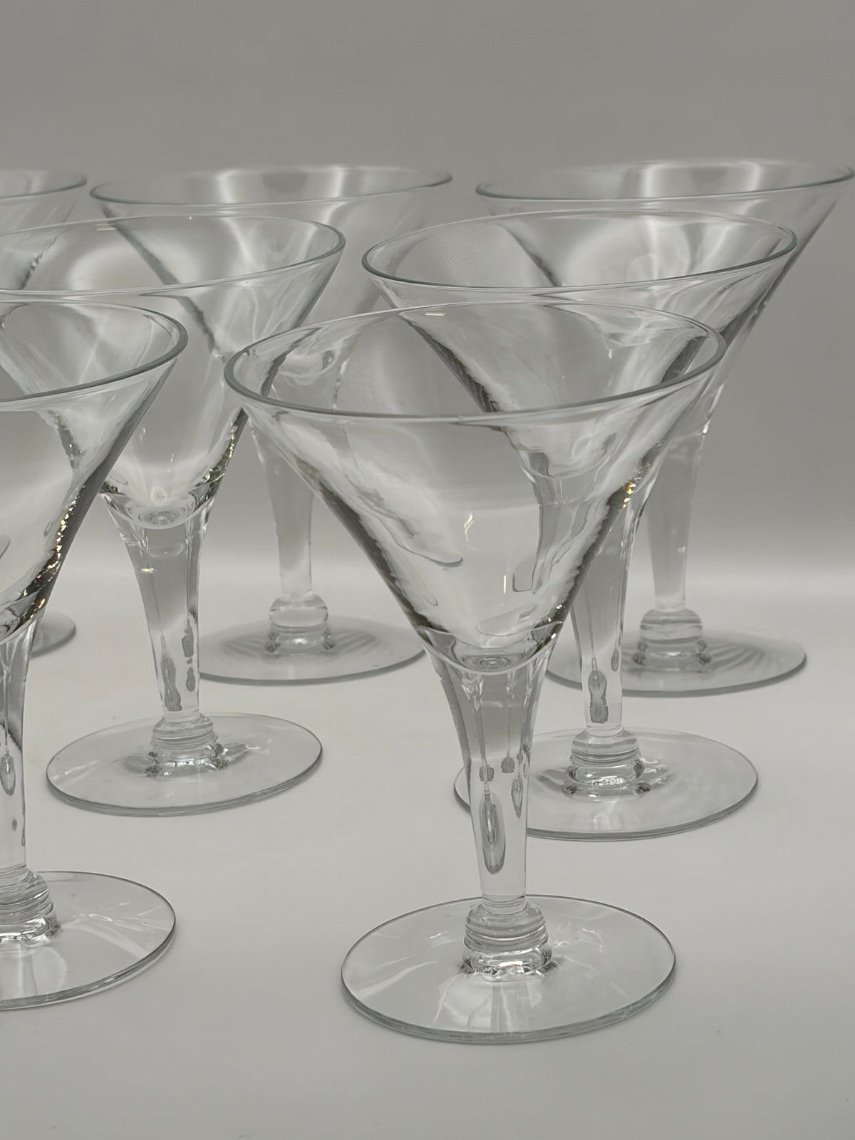 Set of 9 Clear Glass Martini Glasses Classic Tapered Round 5.5 in Tall