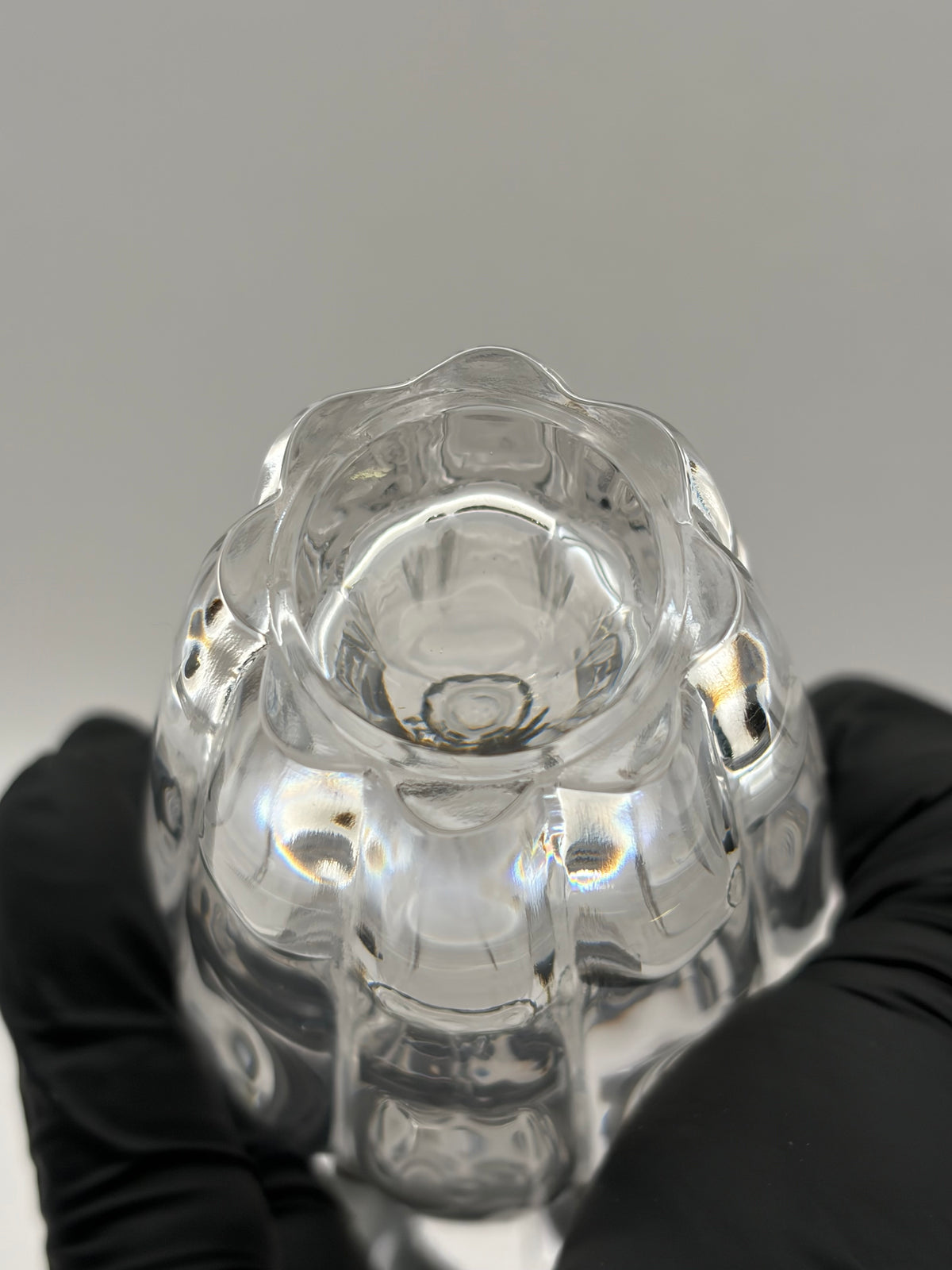 Decorative Clear Glass Perfume Bottle with Flower Stopper & Dragonfly Accent