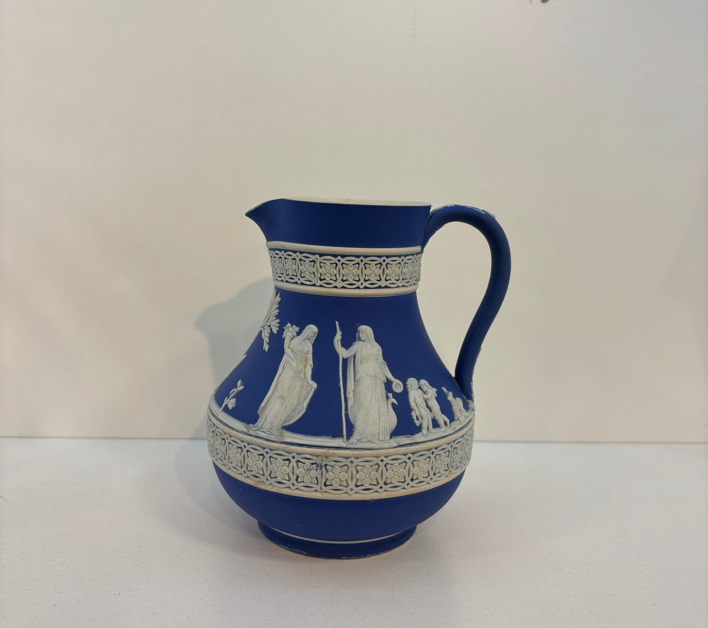 Royal Dark Blue Wedgwood Jasperware Dipped Water Pitcher