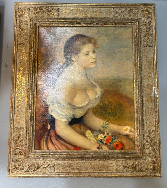 Renoir - Young girl W/ daisies Oil painting.