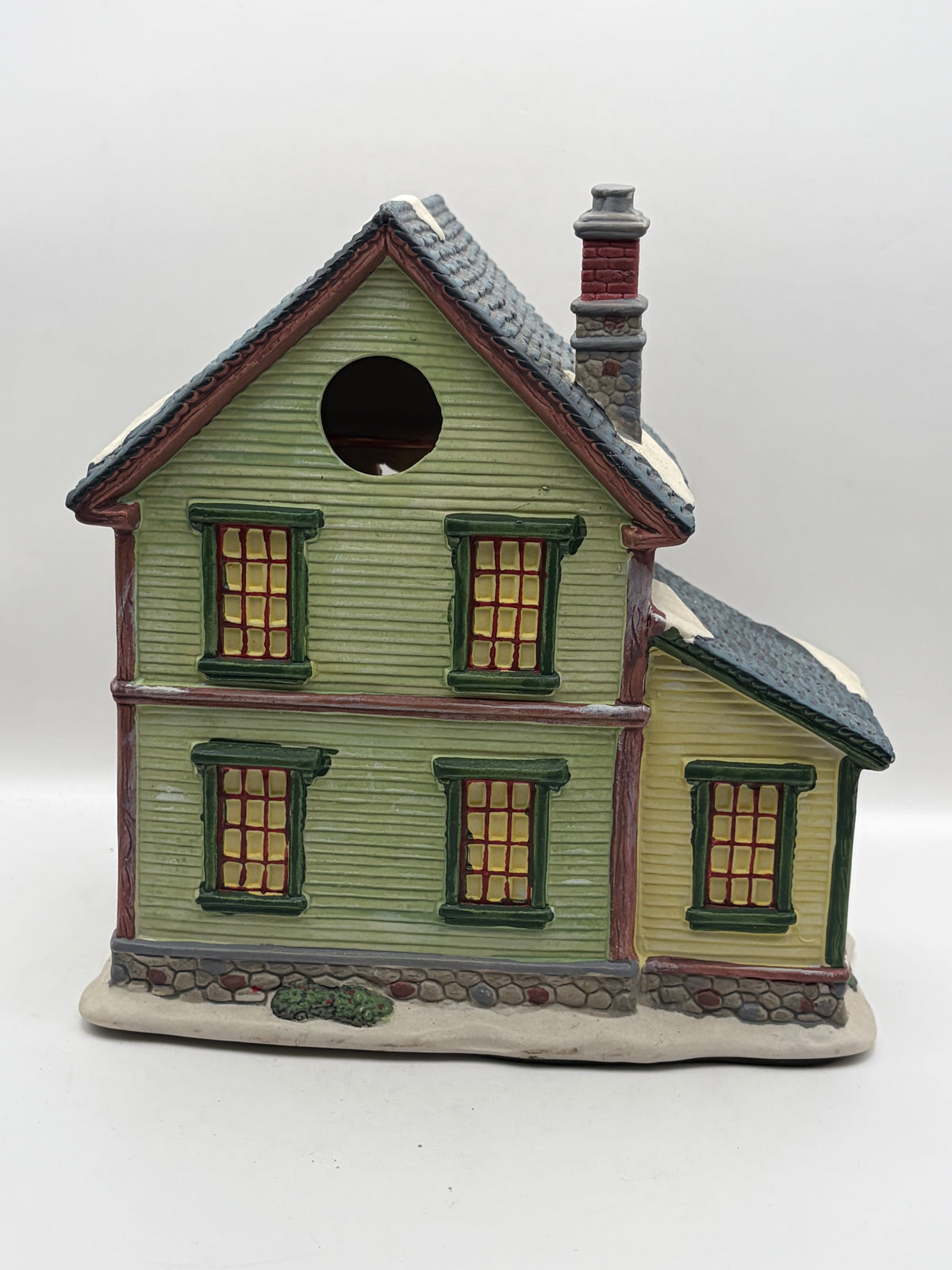 Ceramic Painted Christmas Holiday Village House Building Decor, 8in x 9in