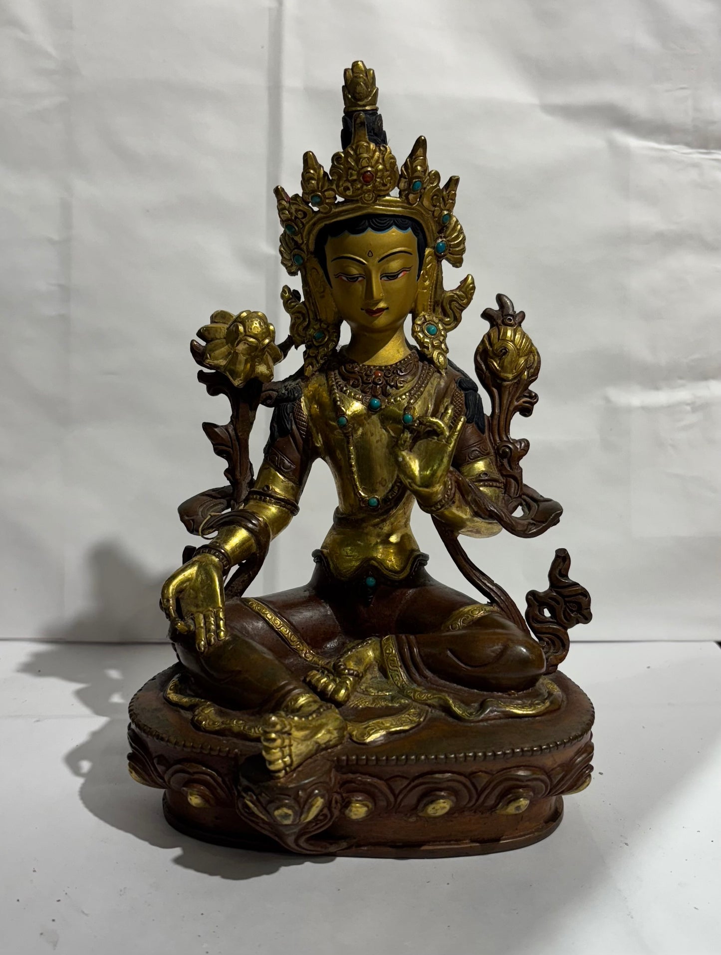9” inch green Tara Buddhist handmade statue