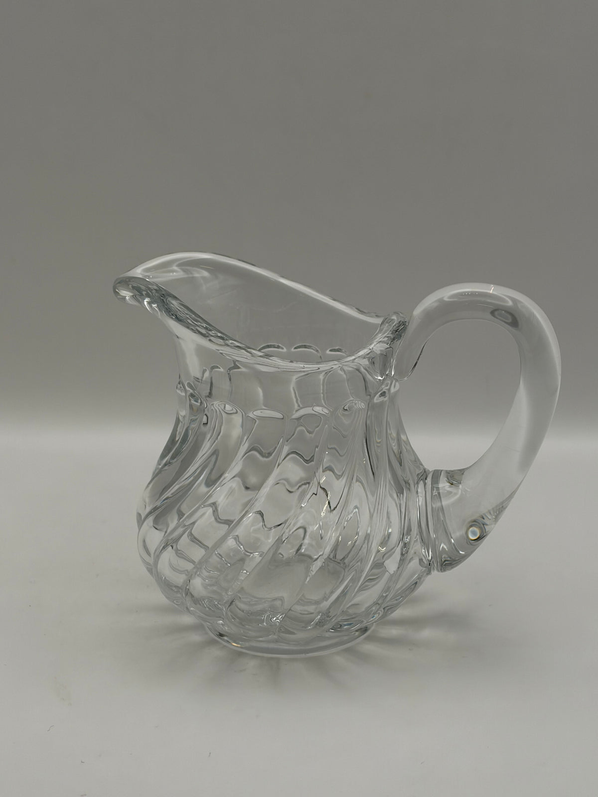 Clear Swirl Glass Creamer Pitcher With Handle 10 oz 5 in x 4 in