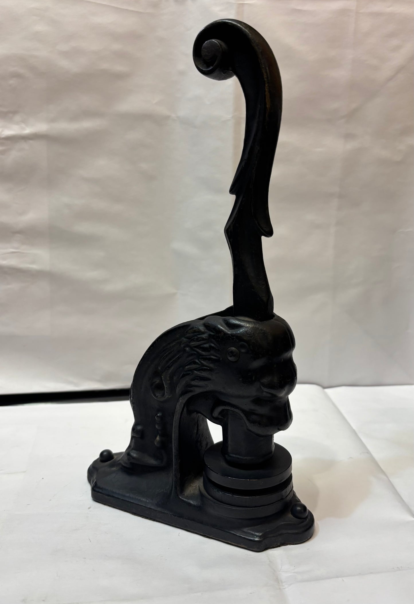 Antique Cast Iron Lion Head Notary Public Stamp Press From Kings County New York - Circa Mid 1800s