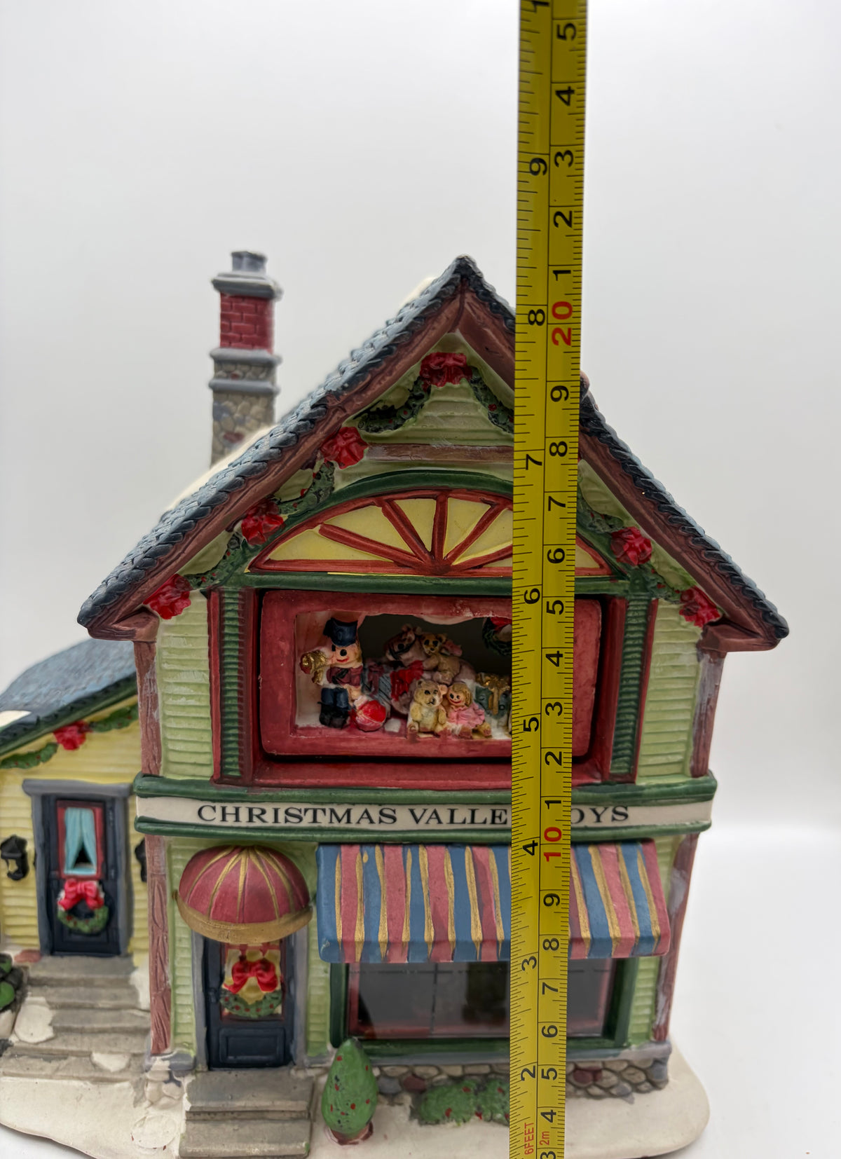 Ceramic Painted Christmas Holiday Village House Building Decor, 8in x 9in