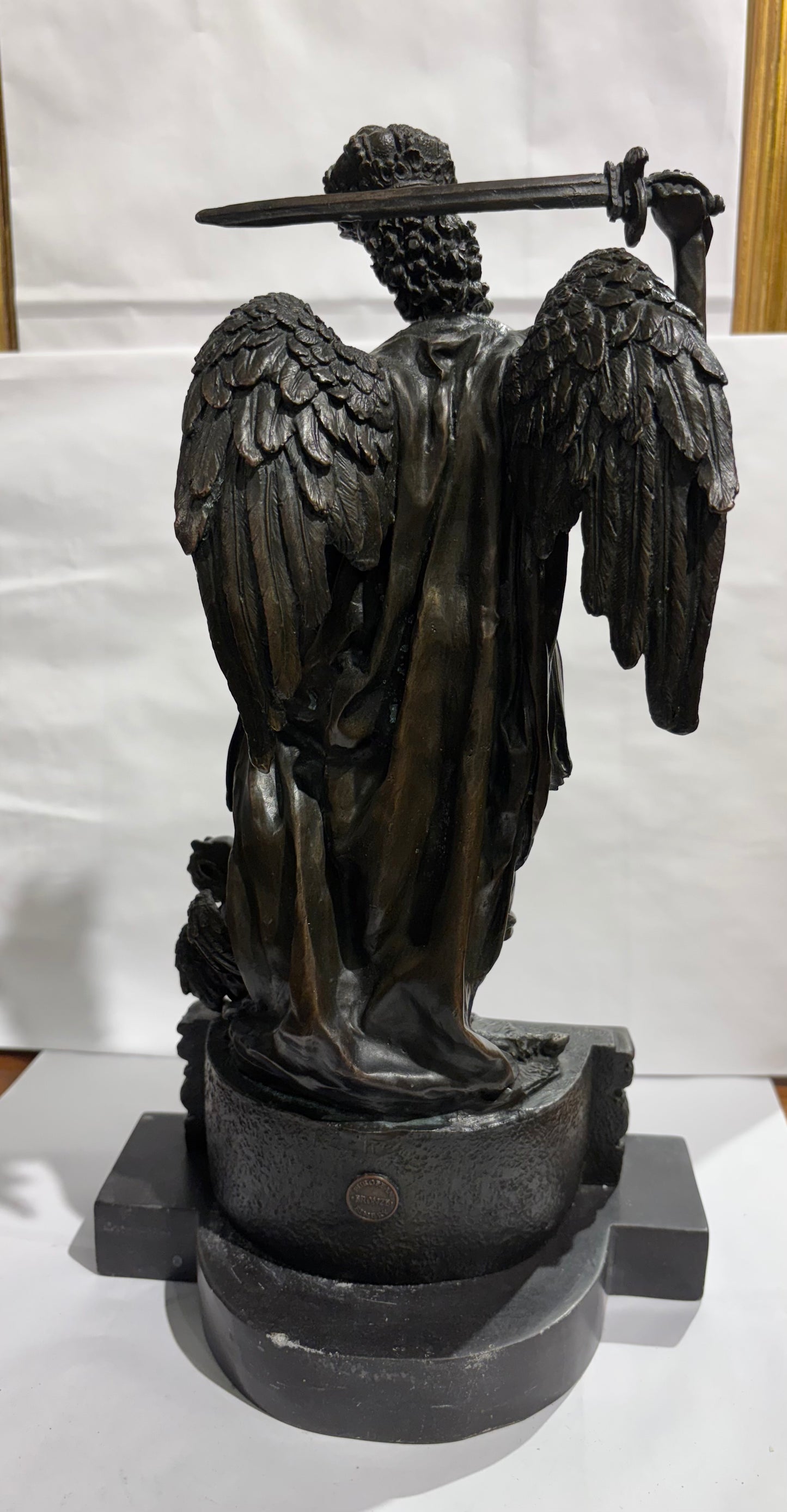 Antique Saint Michael Archangel Bronze Statue